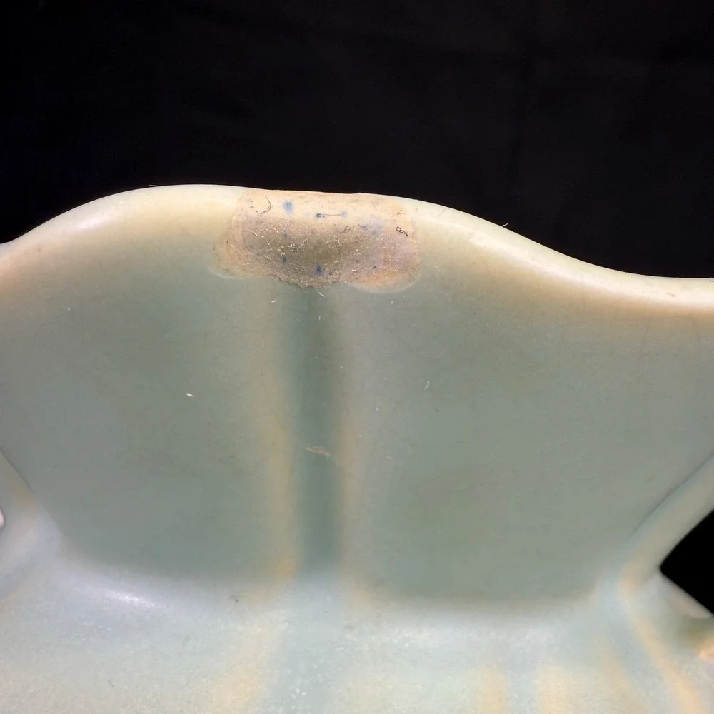 Vintage WELLER Vase Signed Since 1872 Pottery Blue Green Glaze‎ Handles